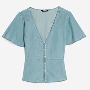 EXPRESS Denim Flutter Sleeve Top